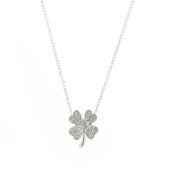 Silver 4 leaf clover necklace - Picture 2 of 7